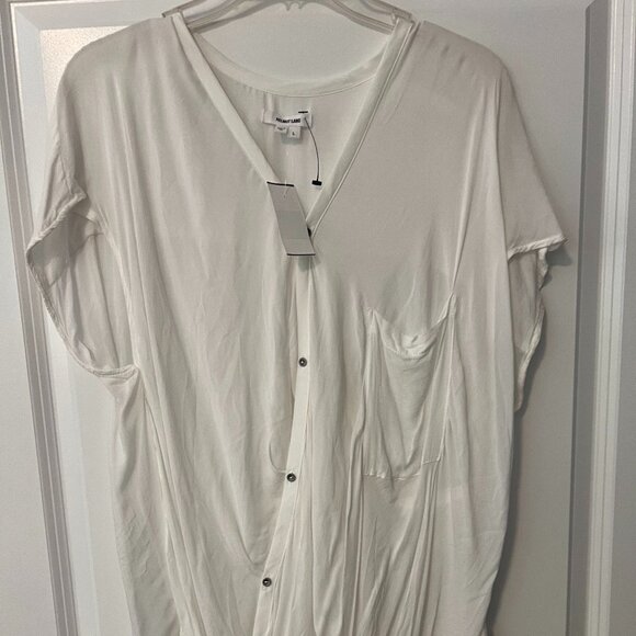 NWT Helmut Lang Faux Wrap White Sleeveless Blouse, Size L - Picture 1 of 5